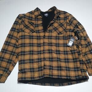 Flint Workwear Men's Brown Plaid Flannel Sherpa Lined Button missing 2x